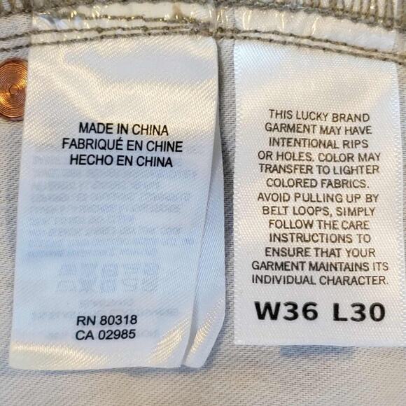 Lucky Brand 223 Straight Stretch Sateen Jean Pants Men's Size 36X30 Khaki Tan - Picture 9 of 11